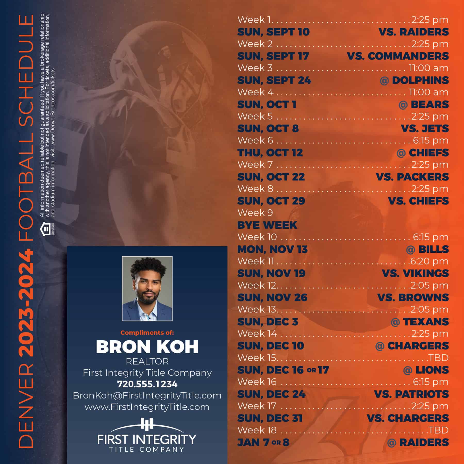 Denver Broncos 2023- 2024 Football Schedule